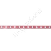 Satijnlint Stip 3mm - Antiek Roze Wit