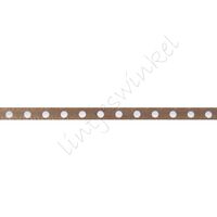 Satinband Punkte 3mm - Taupe Weiß