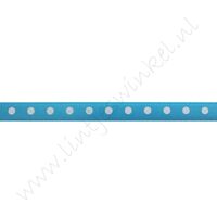 Satijnlint Stip 6mm - Aqua Wit