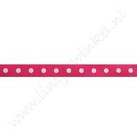 Satijnlint Stip 6mm - Shocking Pink Wit