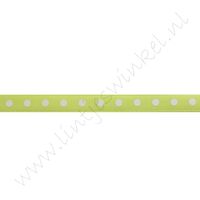 Satijnlint Stip 6mm - Neon Geel Wit