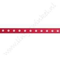 Satijnlint Stip 6mm - Rood Wit