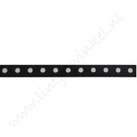 Satinband Punkte 6mm - Schwarz Weiß