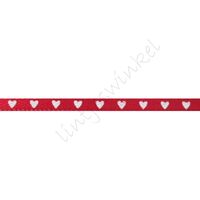 Satijnlint harten 3mm - Rood Wit