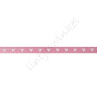 Satijnlint harten 3mm - Roze Wit