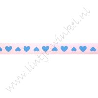 Satinband Herzen 10mm - Rosa Blau