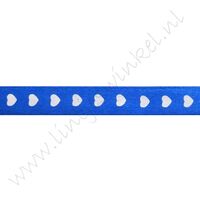 Satinband Herzen 10mm - Dunkel Blau Weiß