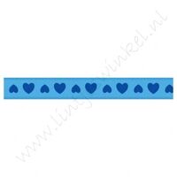 Satijnlint harten 10mm - Aqua Blauw