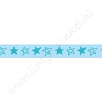 Satijnlint sterren 10mm - Licht Blauw Aqua