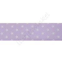 Satijnlint sterren 22mm - Lavendel Wit