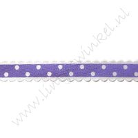 Schulplint satijn 10mm - Stip Lavendel