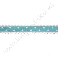 Schulplint satijn 10mm - Stip Licht Blauw