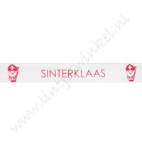 Satinband Nikolaus 12mm - Sinterklaas Weiß Rot