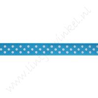 Ripsband Punkte 10mm - Aqua Weiß