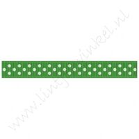 Ripsband Punkte 10mm - Grün Weiß