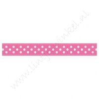 Ripsband Punkte 10mm - Pink Weiß