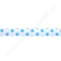 Stippenlint 10mm - Dubbele Stip Wit Licht Blauw