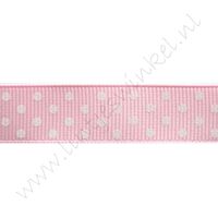 Stippenlint 16mm - Licht Roze Wit