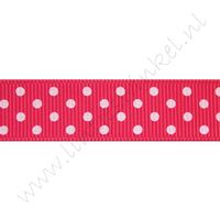 Ripsband Punkte 16mm - Shocking Pink Weiß