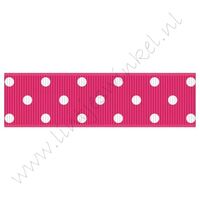 Stippenlint 22mm - Hot Pink Wit