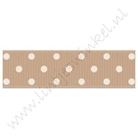 Stippenlint 22mm - Licht Bruin Wit