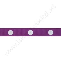 Ripsband Punkte Groß 10mm - Violett Weiß