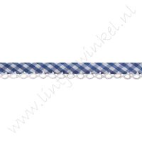 Biaisband Gehaakte Rand 12mm - Ruit Donker Blauw