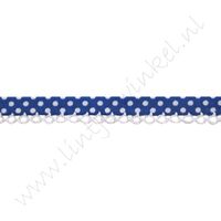 Biaisband Gehaakte Rand 12mm - Polka Donker Blauw