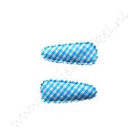 Haarspeldhoesjes 3,5 cm - Ruit Aqua (2 st.)