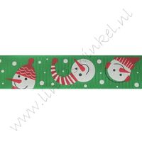 Ripsband Weihnachten 25mm - Schneemann Grün