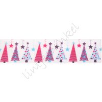 Kerstlint 22mm - Kerstbomen Wit Rood Pink Blauw