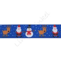 Ripsband Weihnachten 22mm - Schneemann Rentier Dunkel Blau