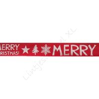 Katoenlint 16mm - Merry Christmas Rood Wit