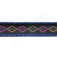 Lint met print 25mm - Boho Ethnic Marine Rafels