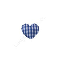 Herz 20mm - Karo Dunkel Blau Weiß Zacken