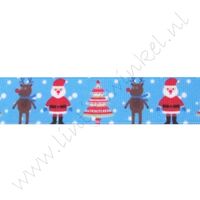 Ripsband Weihnachten 22mm - Weihnachtsmann Schnee Rentier Blau