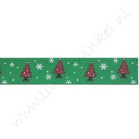 Ripsband Weihnachten 22mm - Weihnachtsbaum Dunkel Grün