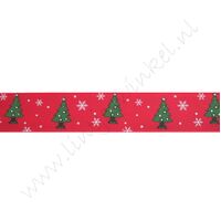 Ripsband Weihnachten 22mm - Weihnachtsbaum Rot