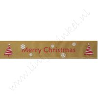 Ripsband Weihnachten 16mm - Merry Christmas Weihnachtsbaum Gold