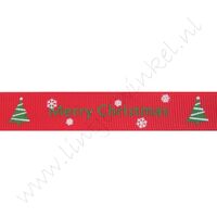 Kerstlint 16mm - Merry Christmas Kerstboom Rood