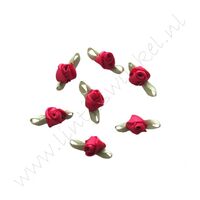 Satin Rosenknospe 22mm - Bordeaux (4 St.)