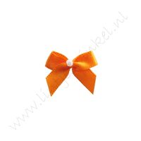 Satin Schleife 20x20mm - Orange mit Perle