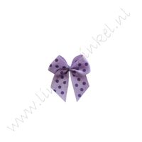 Satijn strikje 24x24mm (50 stuks) - Stip Lavendel Paars