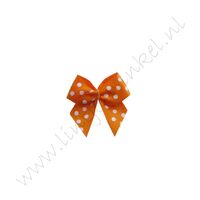 Satin Schleife 24x24mm (50 Stück) - Punkt Orange Weiß