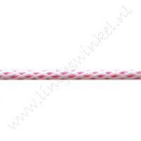 Waxkoord 3mm - Wit Pink