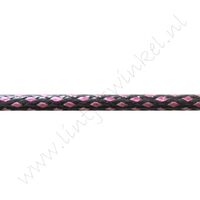 Waxkoord 3mm - Zwart Roze