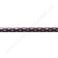 Waxkoord 3mm - Zwart Roze