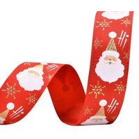 Kerstlint 25mm - Kerstman Hi Rood Goud