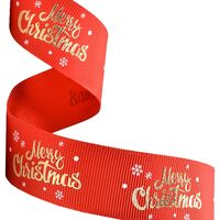 Kerstlint 25mm - Merry Christmas Rood Goud