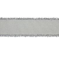 Franje lint glitterrand 16mm - Grosgrain Licht Grijs Zilver (007)